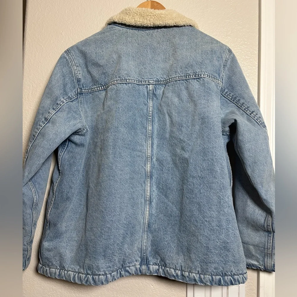 GAP Soft Denim Sherpa Button Front Jacket w Patch Pockets 1 Inner Pocket. XL - Picture 3 of 16
